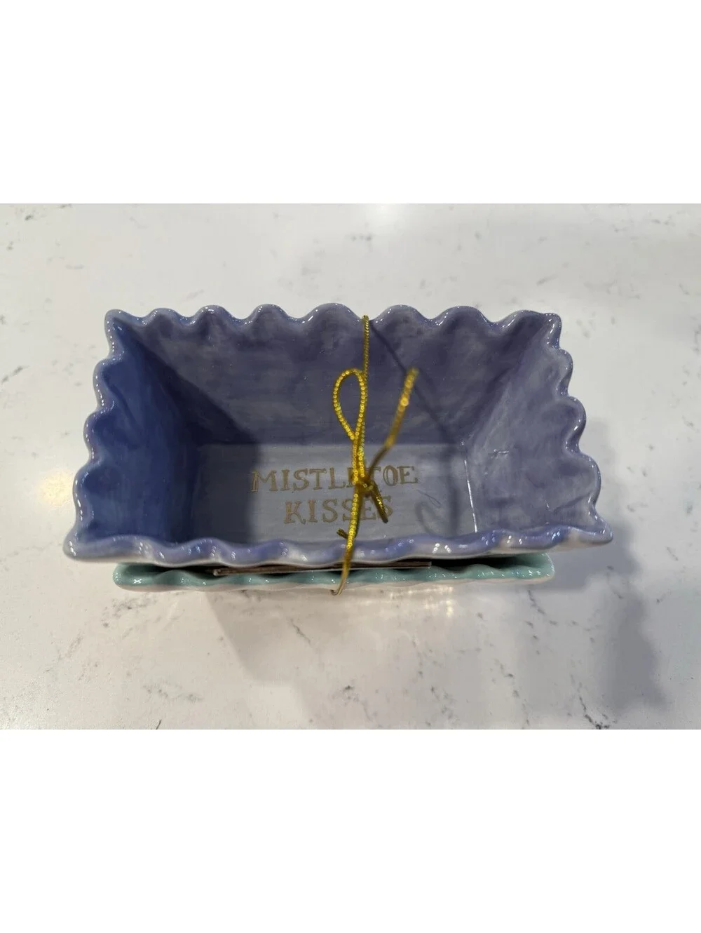 Anthropologie Holiday L'Hiver Mini Loaf Pan Christmas Wishes Lot Of 2
